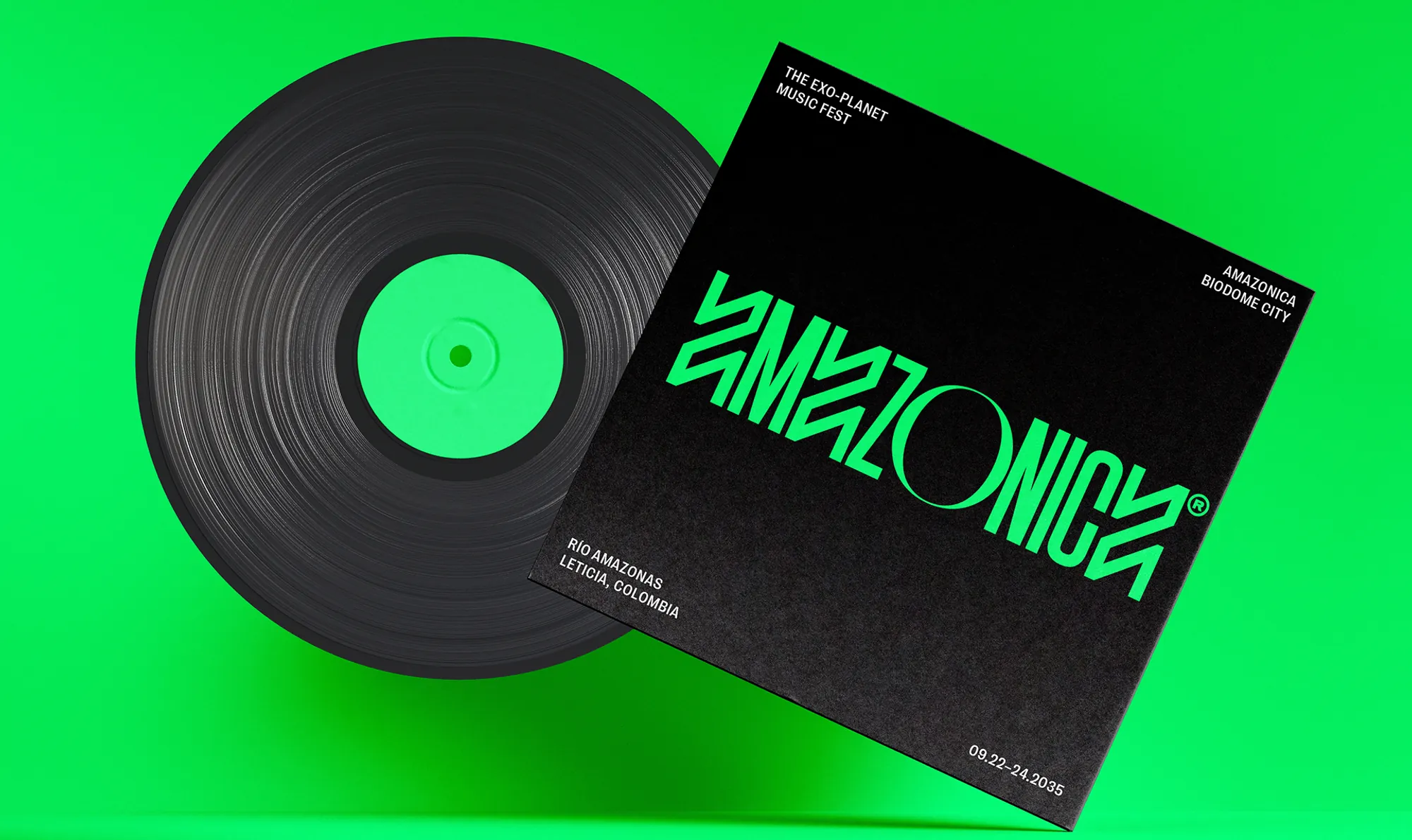 Amazonica vinyl record on green