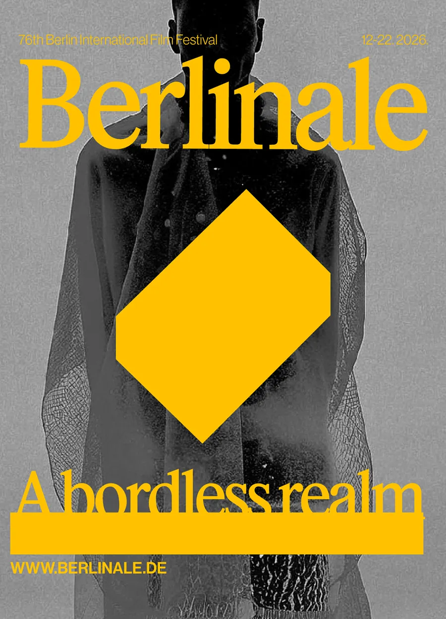 Poster in grey and yellow: A borderless realm