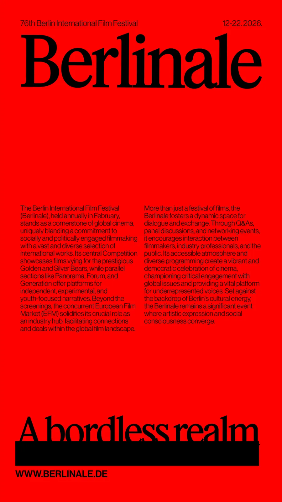 Red typographic programme poster