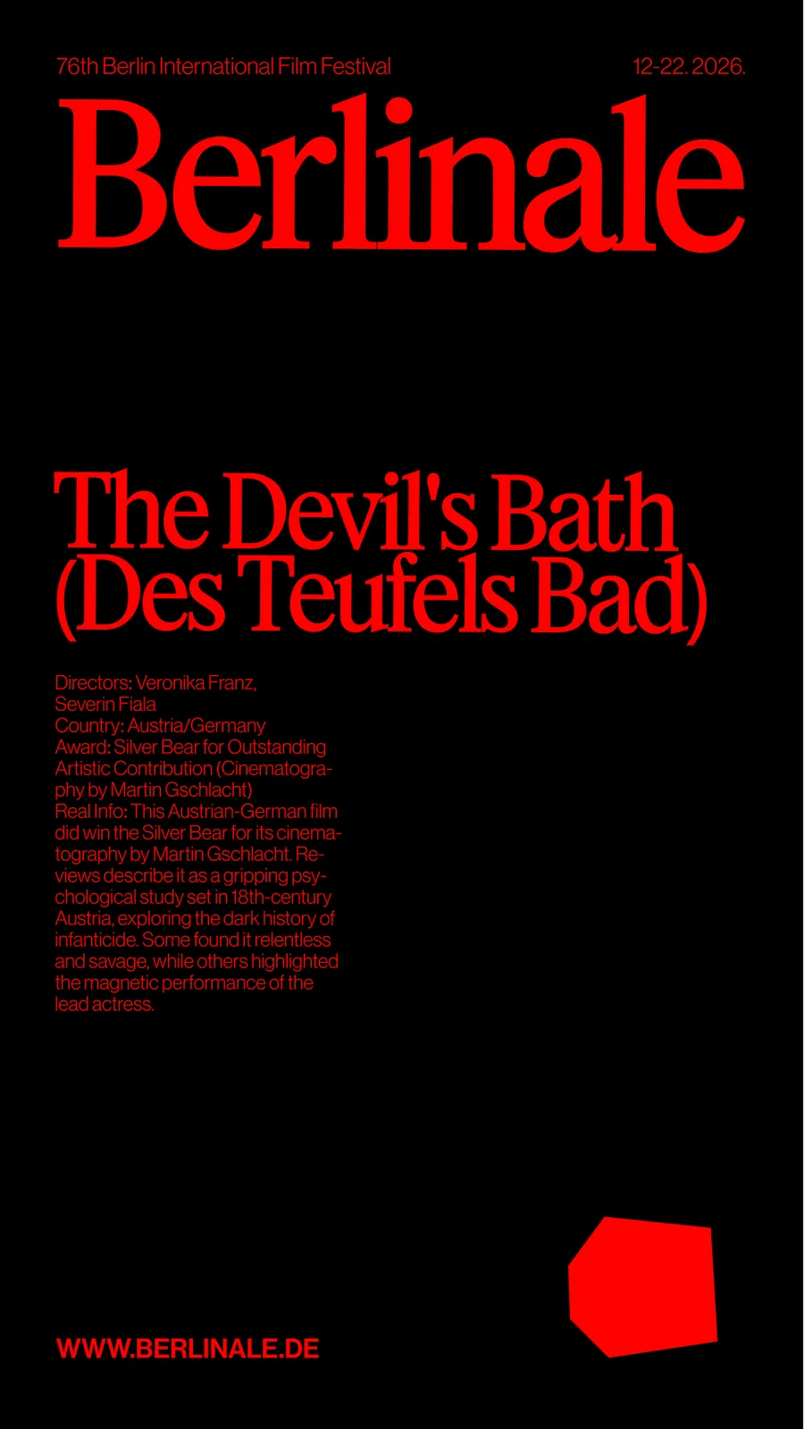 Film programme poster in black and red