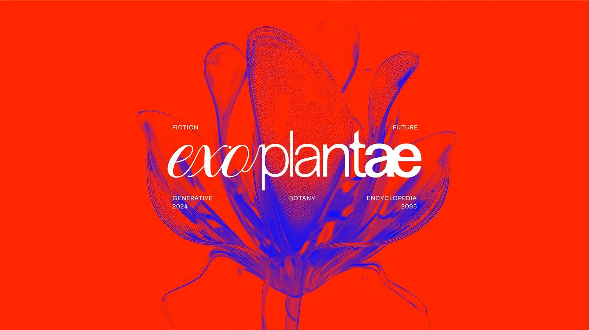 Exo-Plantae cover: a blue generative flower on red-orange