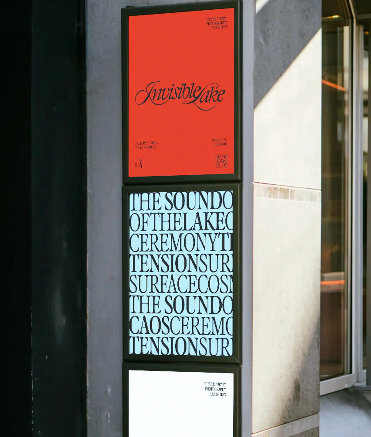 Red poster in a shop window