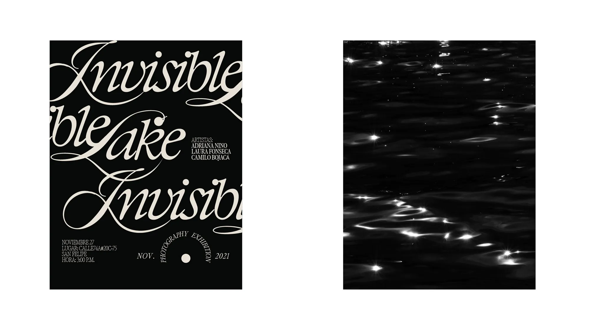 Black and white print pieces for the exhibition