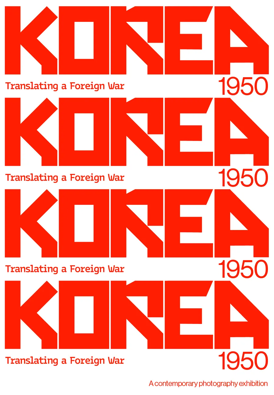 Stacked KOREA 1950 logotypes in red on white