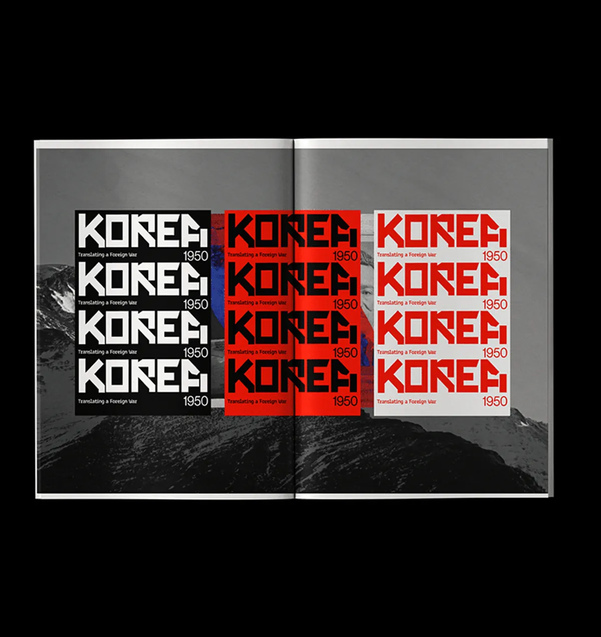Open catalogue showing the logotype system